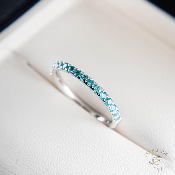 1.6mm Brazil Neon Blue Paraiba Half Eternity Ring